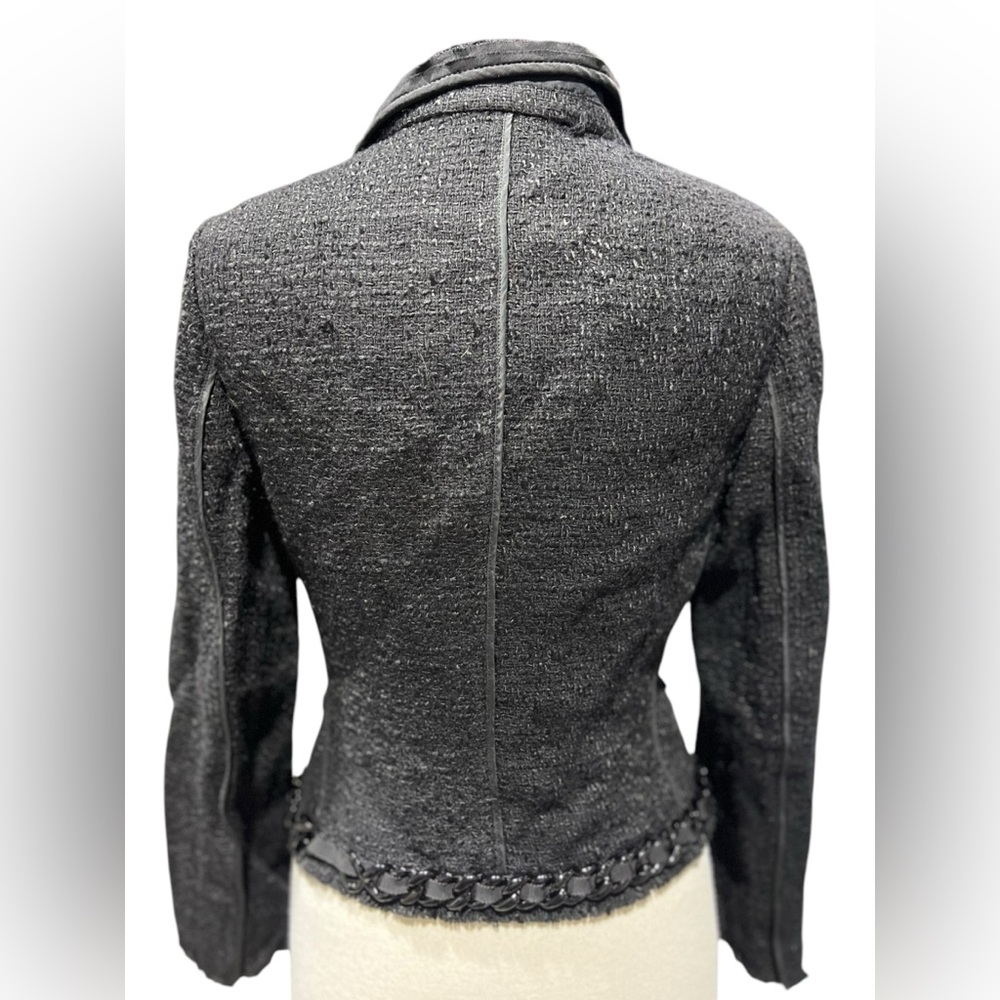 Prada - Black Tweed Chain Embellished Jacket Sz 42 - Picture 6 of 16